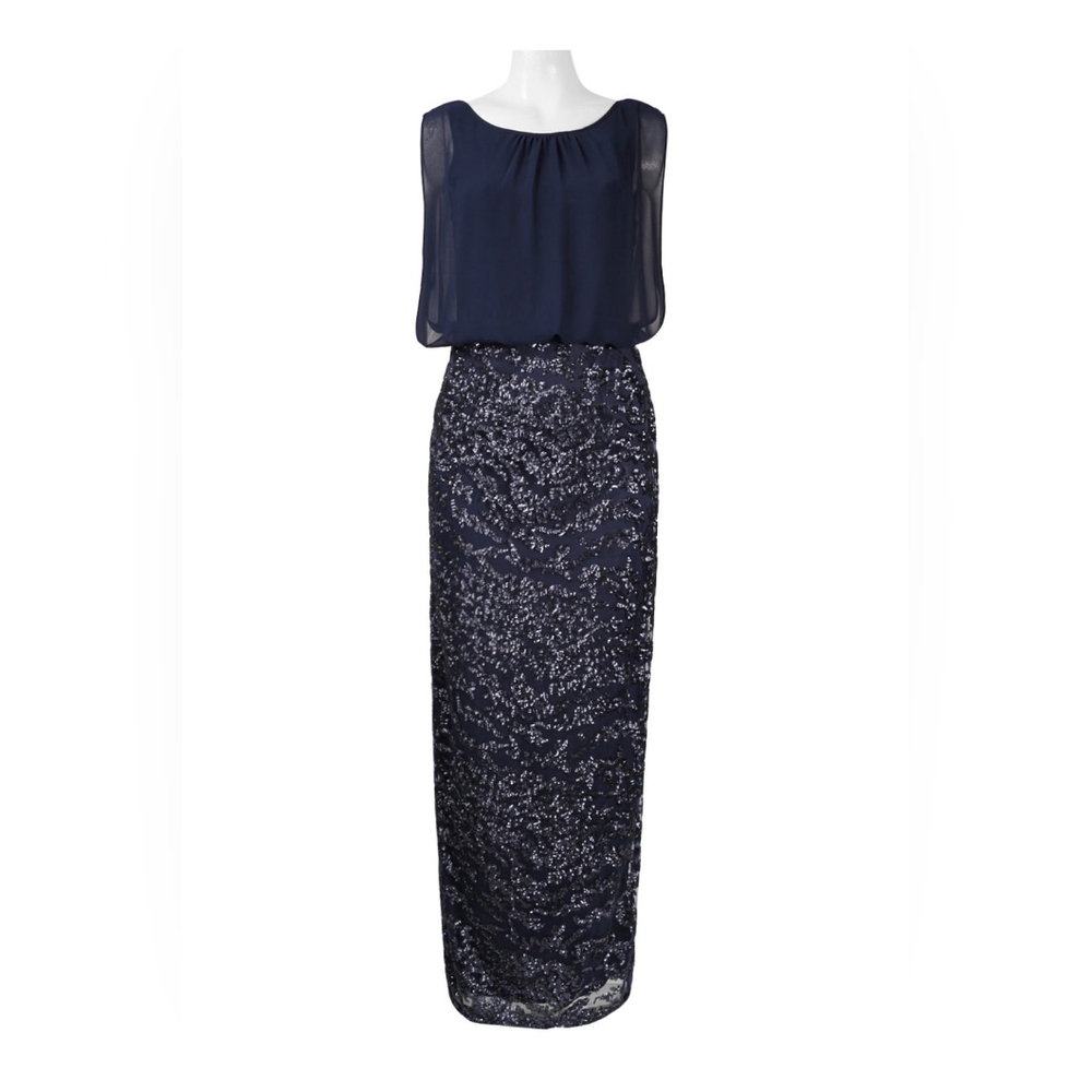 Aidan Mattox Overlay Sequined Long Evening Dress 151A10470